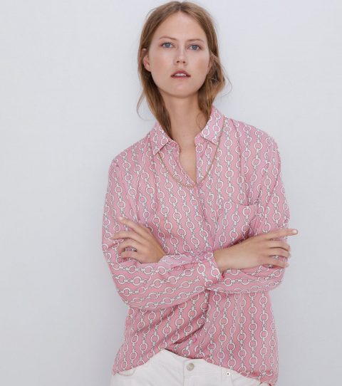 zara pink chain blouse